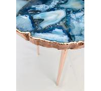 AANTHROPOLOGY by Rhea Blue Agate - Mesa de centro con borde orgánico (oro rosa - acabado), diámetro (14 pulgadas)