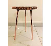 AANTHROPOLOGY by Rhea Blue Agate - Mesa de centro con borde orgánico (oro rosa - acabado), diámetro (16 pulgadas)