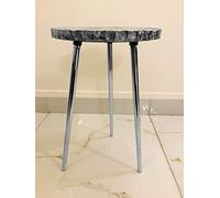 AANTHROPOLOGY by Rhea Blue Agate - Mesa de centro con borde orgánico (plateado - acabado), diámetro (12 pulgadas)