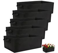 AAoAA Lot de 5 bolsas de cultivo de vegetales rectangulares de 20 l - En no tejido transpirable - Para el cultivo de plantas - Carga pesada - Gruesas - Para vegetales, flores, tomates, fresas