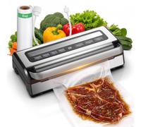 AAOBOSI Sellador al vacío de 95 KPa para líquidos y carnes, alimentos secos y húmedos, sellador 9 en 1 con doble sellado térmico, fácil bloqueo con una sola mano, cortador integrado y kit de inicio