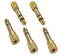 AAOTOKK 1/4 a 3.5 mm Adaptador de Auriculares,6.35 mm (1/4'') Macho a 3.5 mm (1/8'') Convertidor de Audio Estéreo Femenino para Amplificadores Guitarra Dispositivos de Cine en Casa (5 Unidades)