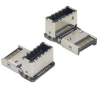 AAOTOKK 2-Unidades 90 Grados ángulo recto Hacia Abajo Tipo E USB 3.1 hilo interior al Conector interior del Panel frontal Roscado Externamente Para la placa base de la PC de Cabeza C USB(Tipo E/Abajo)