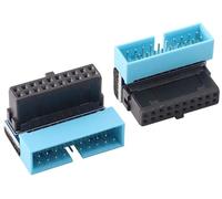 AAOTOKK 2 Unidades 90Grados USB 3.0 Conectores de Aguja,USB 3.0 19Pin/20Pin Madre de la Placa Base del Escritorio Conector Interno de la Placa de Alimentación Extendida Masculina (Arriba/Azul-20Pin)