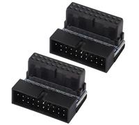 AAOTOKK 2 Unidades de ángulo Recto USB 3.0 20 Pin Macho y Hembra Expandedor,90 Grados ángulo Recto USB 3.0 19 Pin Tablero Base de Escritorio Conector Interno. (Abajo/Negro-20Pin)
