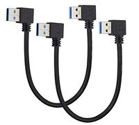 AAOTOKK 2 Unidades de Cable USB 3.0 A Derecha de 90 Grados Macho de Transferencia de Datos y Carga para Disco duro,Impresora,Módem,Ratón,Enfriador de Portátil (0,3M/1 Pie-Negro)