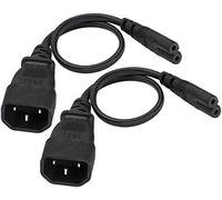 AAOTOKK (2 Unidades) IEC 320 C14 a C7 CA Cable,10A 125V IEC 3 Polos Macho a 2 Polos Hembra Figura 8 Corriente,Convertidor CA IEC C7 a C14 Adaptador polarizado para TV LED, etc. (0.3 m/1 pie)(C7 a C14)