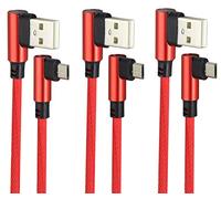 AAOTOKK (23cm/9 Pulgadas 90 Gradi ad Angolo Retto USB 2.0 A Maschio a Micro USB Maschio Cavo di Sincronizzazione ricarica Veloce, Adatto Per Android,Samsung,LG,Huawei,Smartphone(Rosso/3Unidades)