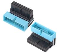 AAOTOKK 2Unidades en ángulo Recto hacia Abajo 90 Grados 19/20 Agujas El Conector de Alimentación de Expansión Macho y Hembra USB 3.0,para Conector Interno de Placa Base (hacia Abajo/Blue-20Pin)