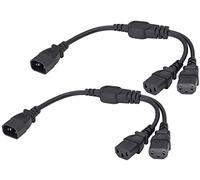 AAOTOKK(2Unidades) Enchufe de Derivación C13 y al Cable de Extensión de Corriente Alterna C14 para Monitores y Escáneres de HDTV led,Cable de Enchufe de Computadora(0,4m/1,3Pie)(C14 a 2xC13)