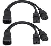 AAOTOKK(2Unidades)IEC320 C14 a 2xC13 Y Branch AC power Extension line,10A-125A Double C13 a C14 PDU Computer AC power line,para Monitores y Escáneres de tvad LED por Computadora(0,3M/1Pie)(C14 a2xC13)