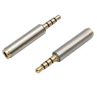 AAOTOKK 3.5 mm Adaptador Auriculares 4 Polos 3.5 mm Macho a Hembra Jack Convertidor de Audio Estéreo Carcasa de Metal para Auriculares, Auriculares de Audio, Micrófono (2 Unidades-3.5mm M/F)