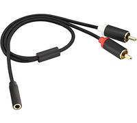 AAOTOKK 3,5 mm Hembra a 2 RCA Macho Audio Divisor Estéreo Adaptador Cable AUX RCA Y Trenzado Nylon a para Teléfonos Inteligentes,Tabletas, Altavoces,HDTV(0.4M/1.3ft-Negro)