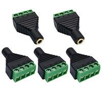 AAOTOKK 4 Polos Terminal de Tornillo 3.5 mm (1/8'') Estéreo TRRS Audio Hembra a AV Terminal de Tornillo de 4 Clavijas Adaptador convertidor Balun sin Soldadura para Auriculares (5 Paquete/Hembra)