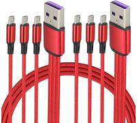 AAOTOKK 4Pie/2-Unidades USB 2.0 A Macho a Tres Micro USB Macho y Cable de Tres en Uno,línea de Carga Rápida 2A, Para Teléfonos inteligentes y Cualquier Dispositivo Micro USB (Rojo-3 USB Micro)