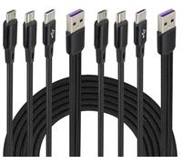 AAOTOKK 4Pie/2Unidades 3 en 1 USB 2.0 A Macho a 1Tipo C+2Micro Macho Nylon Cable Tejido Carga Rápida,Compatible con Teléfonos de Audio Dispositivos de interfaz USB Micro/C(Negro-1Tipo C+2Micro)