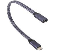 AAOTOKK 60W 3A USB 3.1 Tipo C a Tipo C Cable trenzado Corto Macho a Hembra Admite Cables de Carga, Datos, Audio y Video para Computadoras Portátiles, Tabletas y Teléfonos Celulares. (0.3M-M/F)