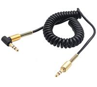AAOTOKK 90 Grados 3 Polos 3,5 mm Macho TRS Jack Audio Estéreo Cable Auxiliar de Resorte para Teléfonos Inteligentes,Tabletas Y Reproductores de Mp3(1,5Metro)