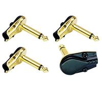 AAOTOKK 90 Grados 6,35 mm Adaptador Chapado en Oro ángulo Recto 6,35 mm 1/4 Pulgadas TS Mono Macho Plano Estilo Pancake Conectores para Altavoz Cable de Conexión Guitarra (4 Unidades)