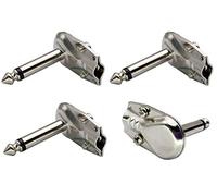 AAOTOKK 90 Grados 6.35mm Adaptador Ángulo Recto 6.35 mm 1/4 Pulgadas Ts Macho Plano Estilo Panqueque Enchufes Conectores Para Altavoz Cable de Conexión Guitarra. (4 Unidades/2 Polos)