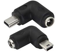 AAOTOKK 90 Grados Ángulo Recto Mini USB Macho a DC 5,5x2,1mm Femmina Conector Alimentación Barril Conector Mini USB 5V para Dispositivo Carga Mini USB(2Unidades-Mini)