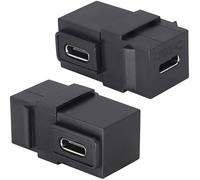 AAOTOKK 90 Grados ángulo recto USB 3.1 Tipo C Cabeza Femenina Trapezoidal enchufada en el Acoplamiento del Conector del enchufe para Paneles de enchufe de Paneles de pared (90 Grados/Negro/2 Unidades)