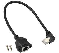 AAOTOKK 90 Grados Cat 6 Ethernet Cable Ángulo Curvatura Derecha RJ45 Macho a Hembra Conector de Red Ethernet Blindado Tornillo Cable Extensión Montaje Panel para Enrutador,Módem (30cm/1Pie Derecho)