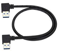 AAOTOKK 90 Grados Esquina izquierda Esquina Derecha USB 3.0 Extensor de cable de Transmisión Macho a Macho Teclado USB,Ratón,Unidad flash, Disco Duro(0,6metros/2Pies-Negro)