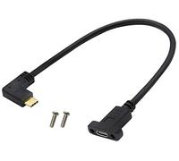 AAOTOKK 90 Grados Esquina izquierda y Derecha Gen 2 (3A) Tipo C Macho a Hembra Cable de Tornillo de Montaje del Panel,Apoyo Computadoras Portátiles,Teléfonos Móviles,Datos, Audio,Video,etc.(0.3M/1Pie)