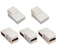 AAOTOKK 90 Grados HDMI Keystone Adaptador HDMI Hembra a Hembra Keystone para Full HD 1080p, 3D 60 Hz Adaptador para Montaje con Hebilla Placa de Pared Panel de Enchufes (Blanco/5 Unidades)