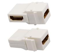 AAOTOKK 90 Grados HDMI Keystone Adaptador HDMI Keystone Hembra a Hembra para Full HD 1080p, 3D 60 Hz Adaptador para Montaje con Hebilla Placa de Pared Panel de Enchufes (Blanco/2 Unidades)