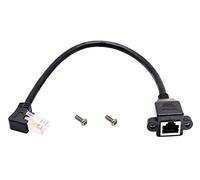 AAOTOKK 90 Grados RJ45 Ethernet Cable Ángulo Curvatura Izquierdo Cat 6 Macho a Hembra Conector Red Ethernet Blindado Tornillo Extensión Cable Montaje Panel para Enrutador,Módem. (30 cm/1 ft Izquierda)