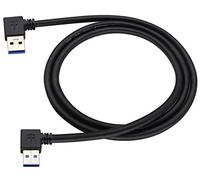 AAOTOKK 90 Grados USB 3.0 A Macho a Macho en ángulo izquierdo Cable de Extensión Derecho Conector de Carga y Transferencia de Datos Para Teclado USB,Mouse,Unidad Flash,Disco Duro(1M/3Pie-Negro)