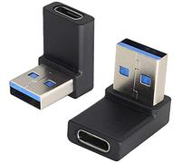 AAOTOKK 90 Grados USB 3.0 A Macho a USB Tipo C Hembra Adaptador(OTG) para PC Adaptador de ángulo Recto Computadora Portátil, Cargador más Dispositivos USB Tipo C(2Unidades Negro/Doblar hacia Arriba)