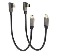 AAOTOKK 90 Grados USB 3.1 Tipo C a Tipo C Conector Cable Ángulo Recto 3.1 USB Tipo C Macho Cable Compatible Carga,Datos,Audio,Video Cable para Portátil,Tableta&teléfono Móvil.(0.3M/2Unidades)
