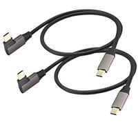 AAOTOKK 90 Grados USB C a USB C 3.1 Cable Ángulo recto USB 3.1 Tipo C Macho a Macho Extensión Cable Carga rápida Compatible con Google Pixel 3XL,Samsung Galaxy Note 10 S20,MacBook(0.6M/2Unidades)