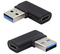 AAOTOKK 90 Grados USB C Hembra a USB 3.0 Macho Ángulo Recto USB Tipo C a USB 3.0 A Adaptador para PC,Laptop,Power Bank,Cargador Más Dispositivos USB y Tipo C(2Unidades-Negro)