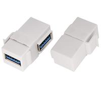AAOTOKK 90 Grados USB Keystone Acoplador de Ángulo Recto USB 3.0 A Keystone Jack Insert Adaptador de Acoplamiento Hembra a Hembra para Panel de Salida de Placa de Pared (Blanco/2 Unidades)