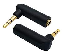 AAOTOKK Adaptador de Conector de 3.5 mm En ángulo Recto de 90 Grados 3 Polos Adaptador de Extensión de Conector de Audio Estéreo TRS de 3.5 mm Macho a Hembra (2 Unidades/3 Polos)