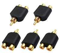AAOTOKK Adaptador de Divisor RCA Y, Chapado en Oro 1 RCA Macho a 2 RCA Hembra Jack Audio Video Adaptadores de Divisor Y Conector para Audio Video AV TV Cable Convert (5 Unidades M/H)