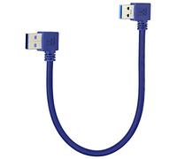 AAOTOKK Adaptador USB 3.0 de 90 Grados Esquina izquierda Derecha Macho a Macho Carga y Transferencia de Datos Para Discos Duros,impresoras,Computadoras,Teclados,(0.3M/1Pie-Azul)