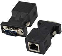AAOTOKK Adaptadores VGA a RJ45,RJ45 Hembra a VGA Puerto Macho de 15 Pines Cat5 Cat6 Cat7 Ethernet Admite Transmisión de Vídeo Multimedia 720p,1080i,1080p(2-Unidades/Macho)