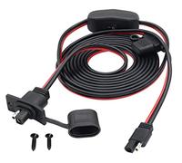 AAOTOKK Arnés de cable de extensión SAE 12 V-24 V DC SAE adaptador de puerto de pared lateral, 12 AWG resistente a la intemperie SAE cable de carga de montaje en panel empotrado solar de conexión rápida con fusible, interruptor y tornillo. (3 m/10 pies)