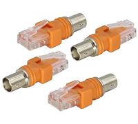 AAOTOKK BNC Hembra to RJ45 Macho,Conector Concéntrico de Radiofrecuencia 50 Ohm Acoplador Monitoreo Periféricos informáticos(no para Transmisión de Señal de vídeo)(4-Unidades/BNC a RJ45)
