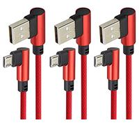 AAOTOKK Cable de Carga Micro ángulo recto de 6Pies 90 Grados USB 2.0 A Macho Micro Macho Android Sincronización carga rápida para Galaxy Note5,LG,PS4,teléfono inteligente(Rojo/3Pedazo)