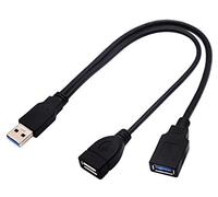 AAOTOKK Cable Divisor USB 3.0 A Y, USB 3.0 A Macho a USB 3.0 A Hembra + USB 2.0 A Hembra Carga de Energía Adicional y Transferencia de Datos Doble USB Y Divisor Cable(30 cm/12 Pulgadas-M/Dual F)