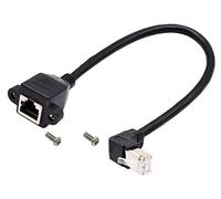 AAOTOKK Cat 6 Ethernet Cable 90 Grados Arriba Ángulo RJ45 Macho a Hembra Blindado Conector de Red Ethernet Tornillo Montaje en Panel Cable de Extensión para Enrutador, Módem (30 cm/1 Ft Arriba)