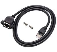 AAOTOKK Cat 6 Red Ethernet Cable,RJ45 Macho a Hembra Conector de Red Ethernet Tornillo Blindado Extensión Cable Montaje en Panel para Enrutador, Módem, Consolas de TV Box.(1M / 3ft)