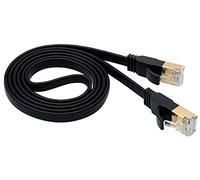 AAOTOKK Cat7 Red Cable,10 Gigabit 600Mhz Negro Plano Macho RJ45 Ethernet Cable Apantallado para RJ45 Conector Enrutador Cable LAN la Computadora, Módem, Interruptor de Red,Impresoras(1M/3 Pies)