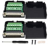 AAOTOKK DB25 a Terminal Femenino de 25 Agujas/Camino 2filas Adaptadores de Cableado Roscados Masculinos,con Carcasa y Tornillo(2Unidades/Macho-con Tuerca)
